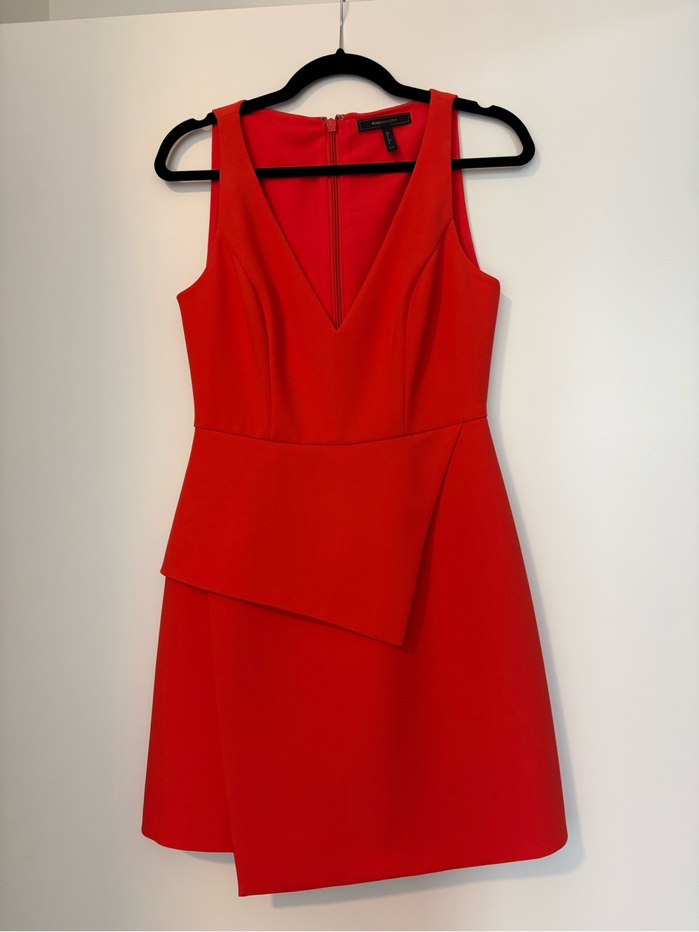 BCBG Max Azria Orange V-Neck Sleeveless Peplum Cocktail Dress